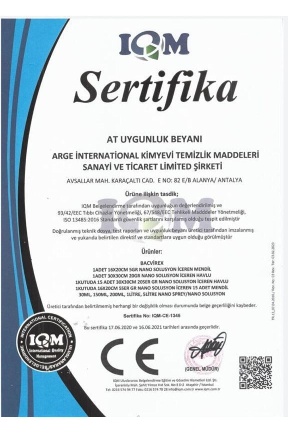 Bacvirex Nano Kolodial Gümüş Hijyen Havlusu (30x30 Cm - Kutu 15 Adet)_2
