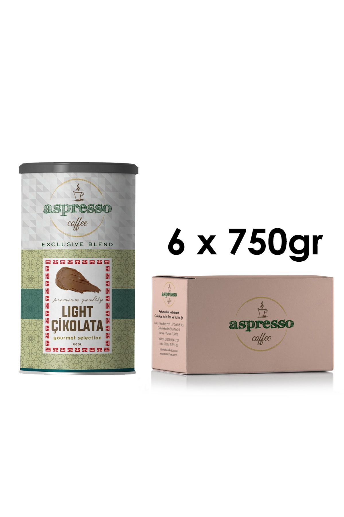 aspresso Light Sıcak Çikolata 750 Gr. X 6 Adet