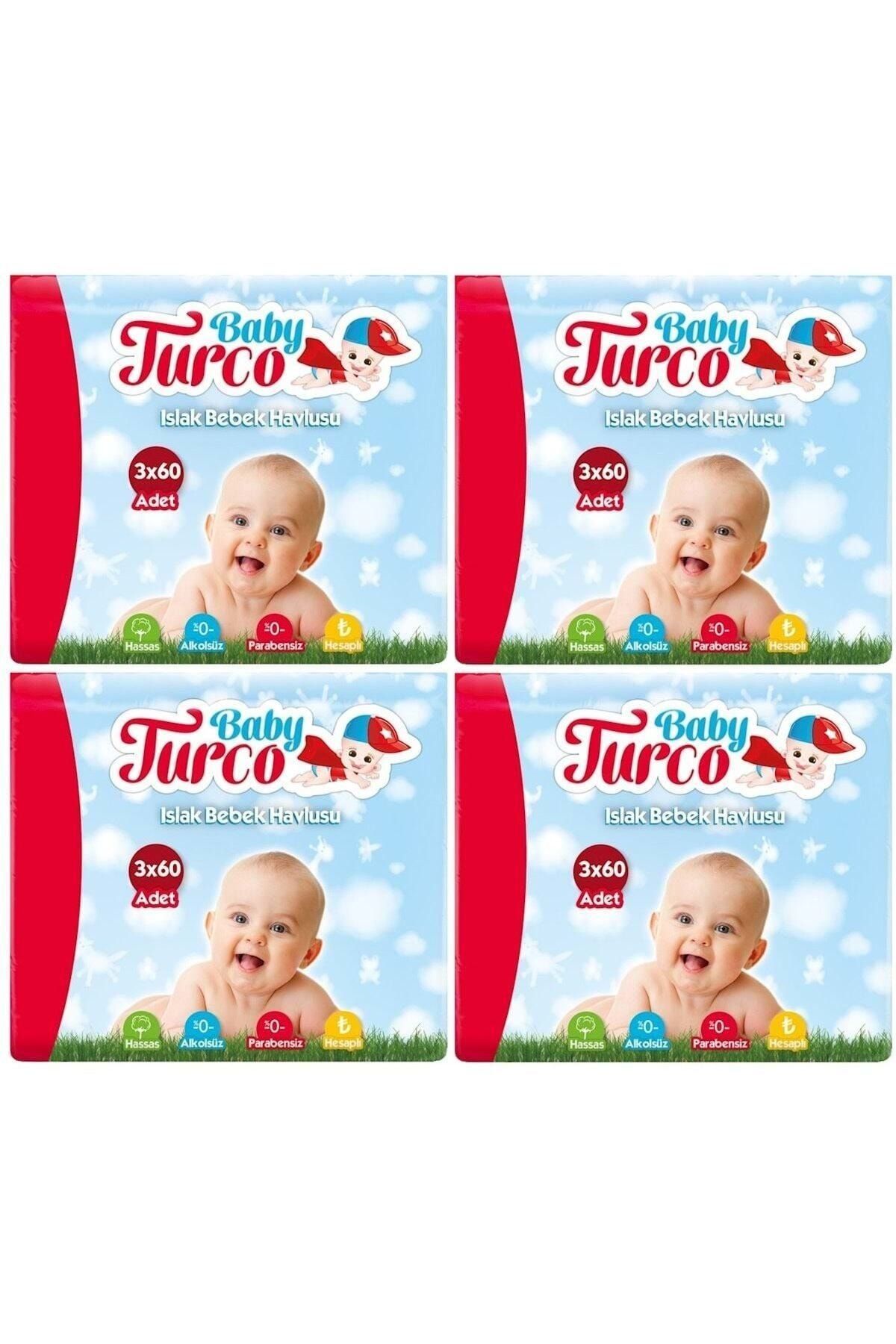 Baby Turco Islak Havlu Mendil Klasik Plastik Kapaklı 4'lü Set 720 Yaprak