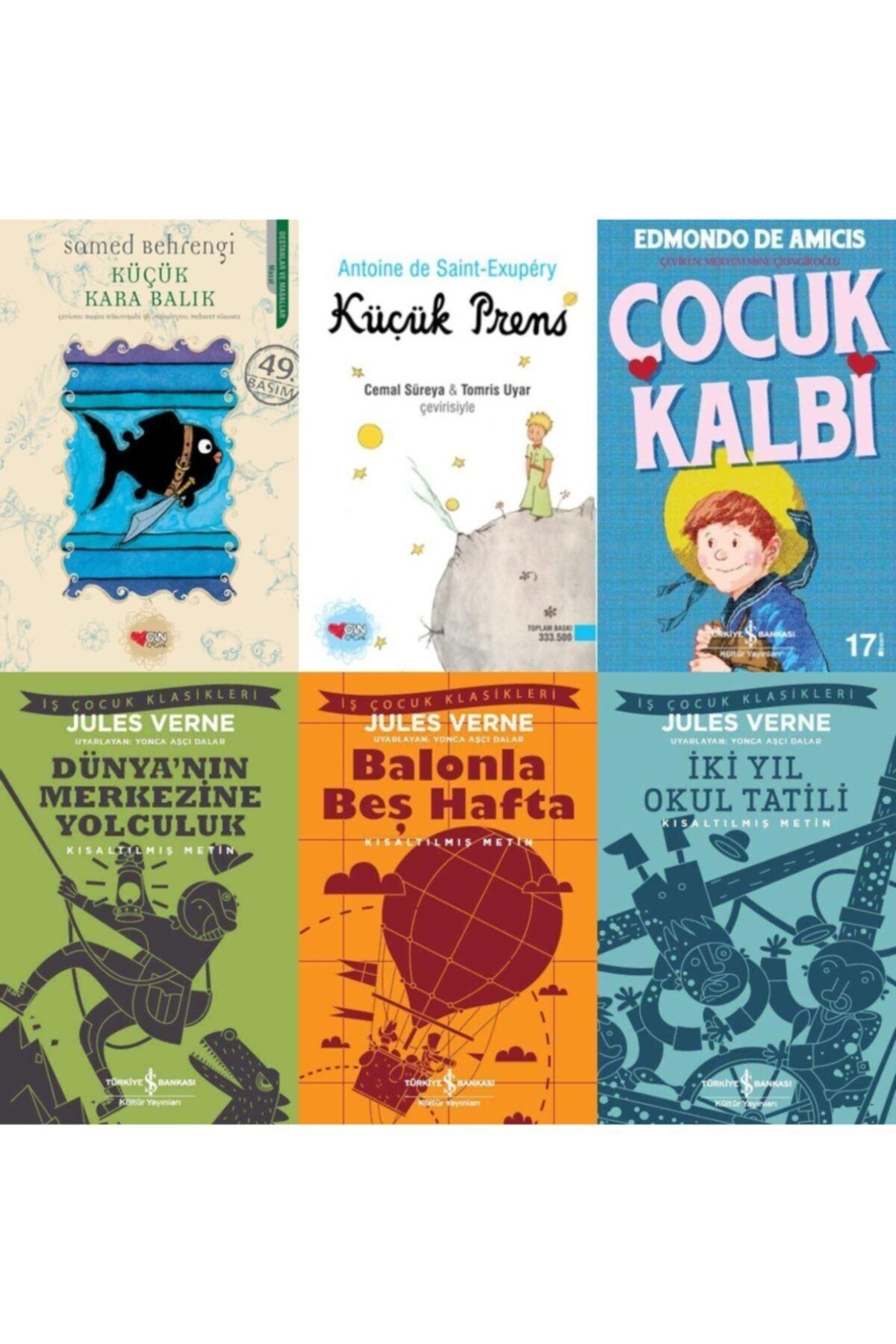 Türkiye İş Bankası Kültür Yayınları En Çok Okunan Çocuk-gençlik Klasikleri 6 Kitap Set-çocuk Kalbi-küçük Kara Balık-küçük Prens