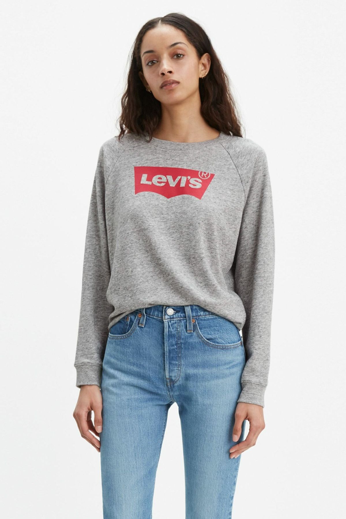Levi's Kadın Relaxed Graphic Crew Fleece Good Gri Kadın Sweatshirt 2971700610