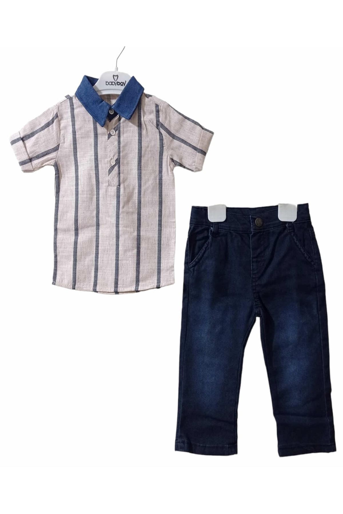 babyboy Çizgili Gömlek-pantolon Yazlık Takım