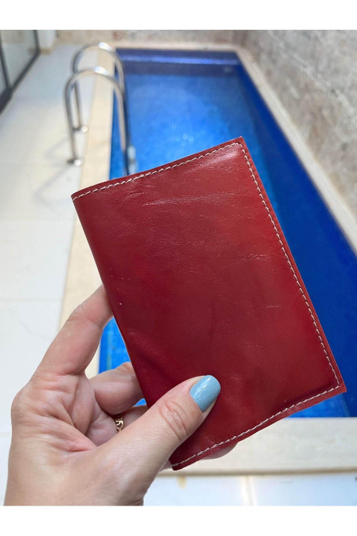 Pinkylola Seyahat Serisi Koyu Kırmızı Hakiki Deri Pasaport Kılıfı (SADECE 2 ADET ÜRETİLDİ)