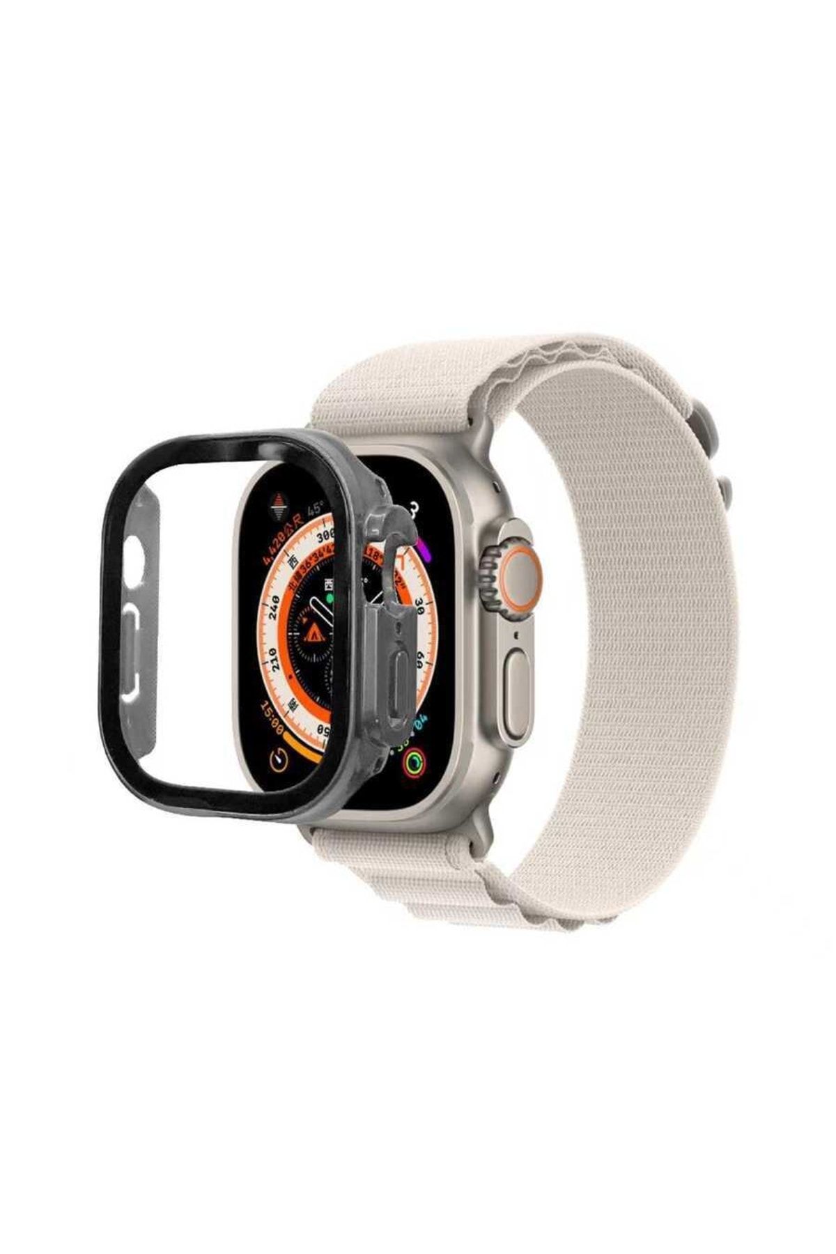 Fibaks Apple Watch Ultra 49mm Uyumlu Kılıf Kasa Ve Ekran Koruyucu 360 Koruma