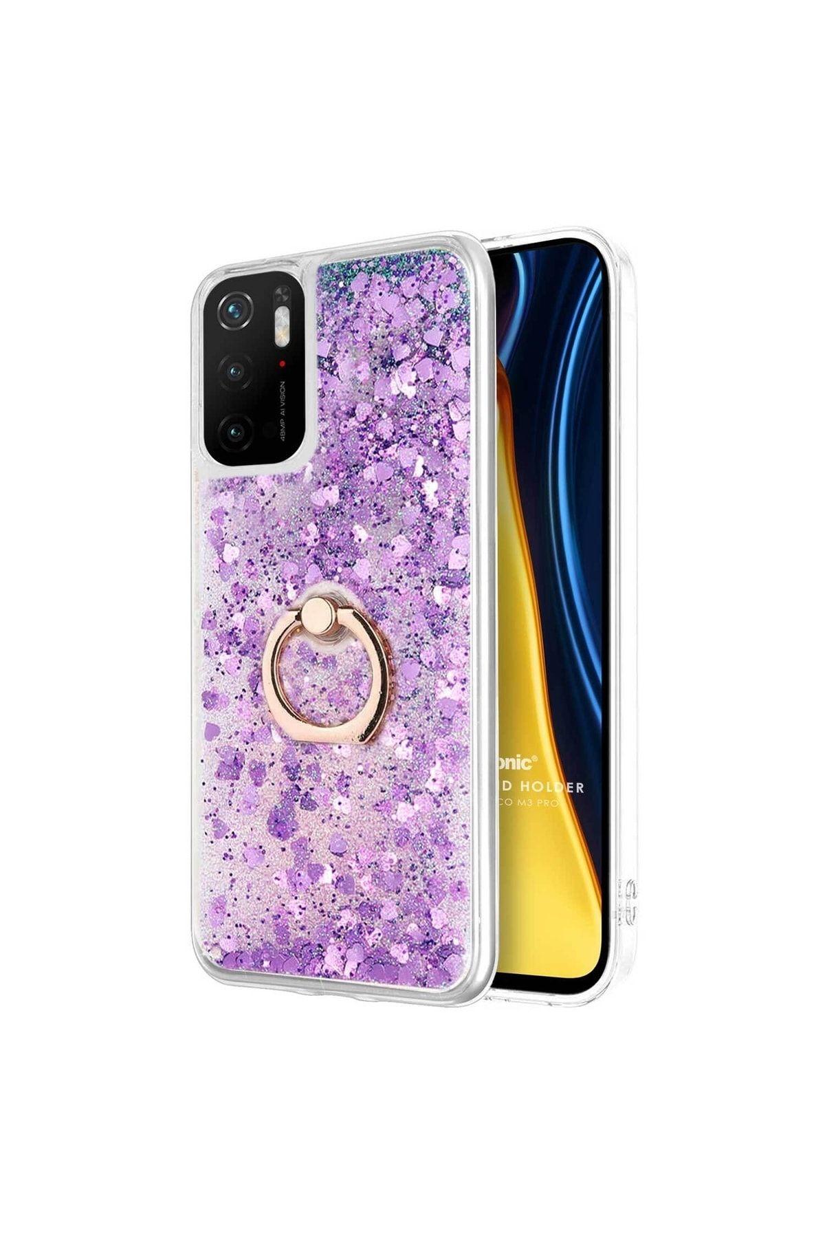 Microsonic Xiaomi Redmi Note 11 Se Kılıf Glitter Liquid Holder Mor