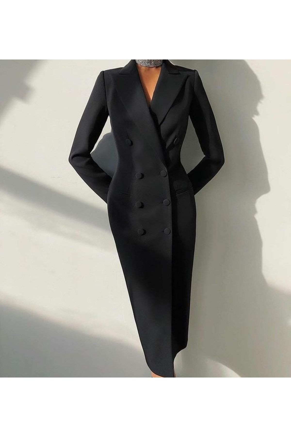 Raheel Fashion Kadın Modern Siyah Ceket Elbise