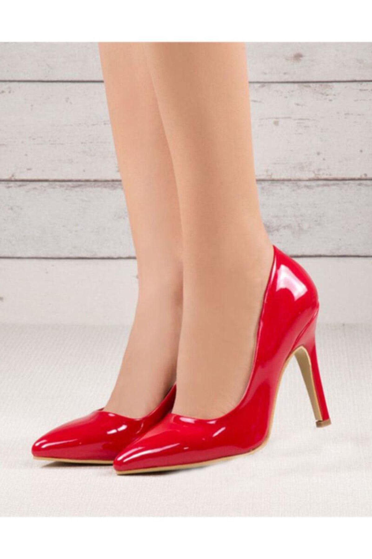 RUBRICA Kırmızı Rugan Kadın Topuklu Ayakkabı Stiletto Büyük Numara 33-45 Ma-021