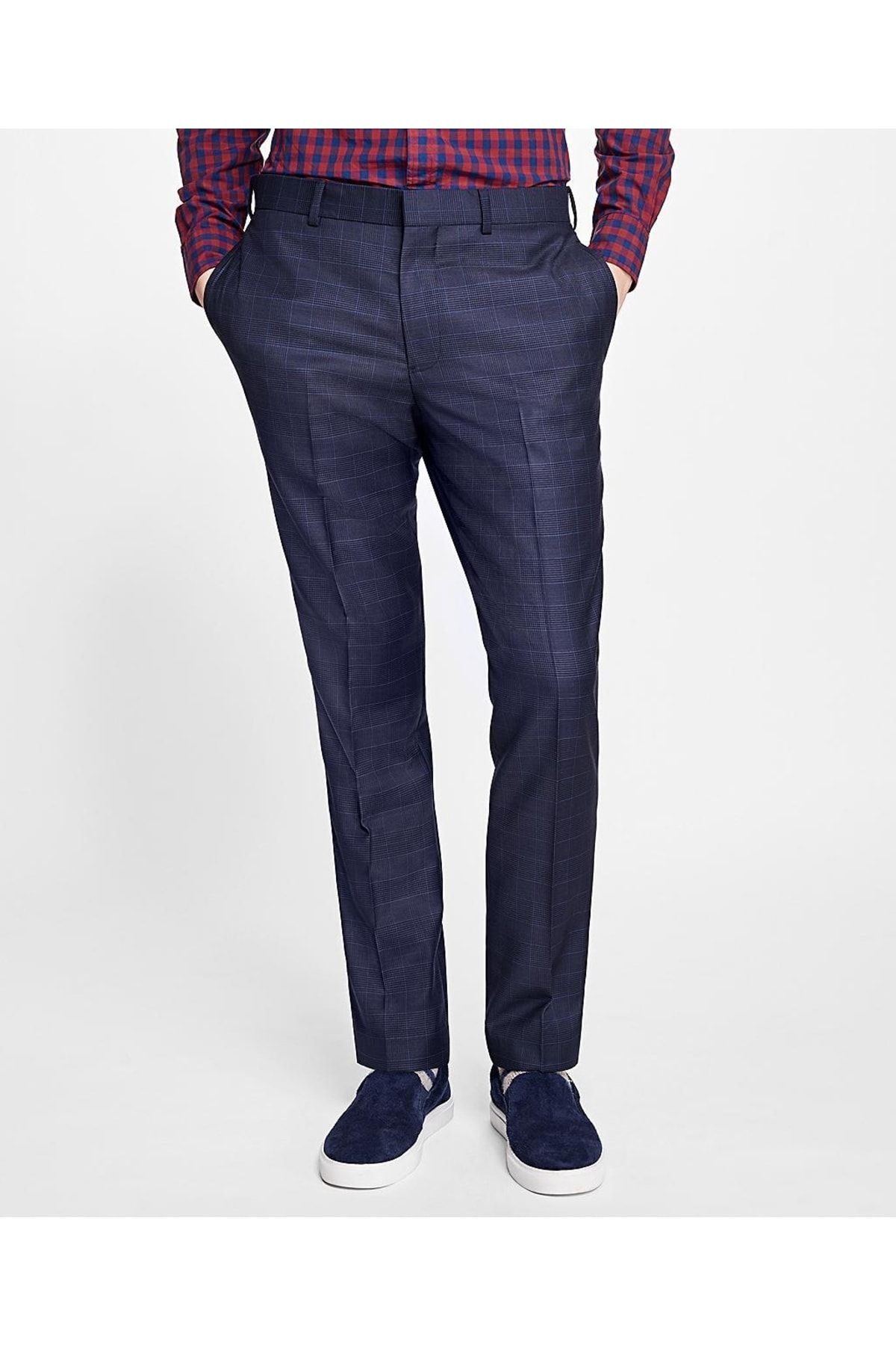 BROOKS BROTHERS Erkek Lacivert Kareli Red Fleece Klasik Pantolon