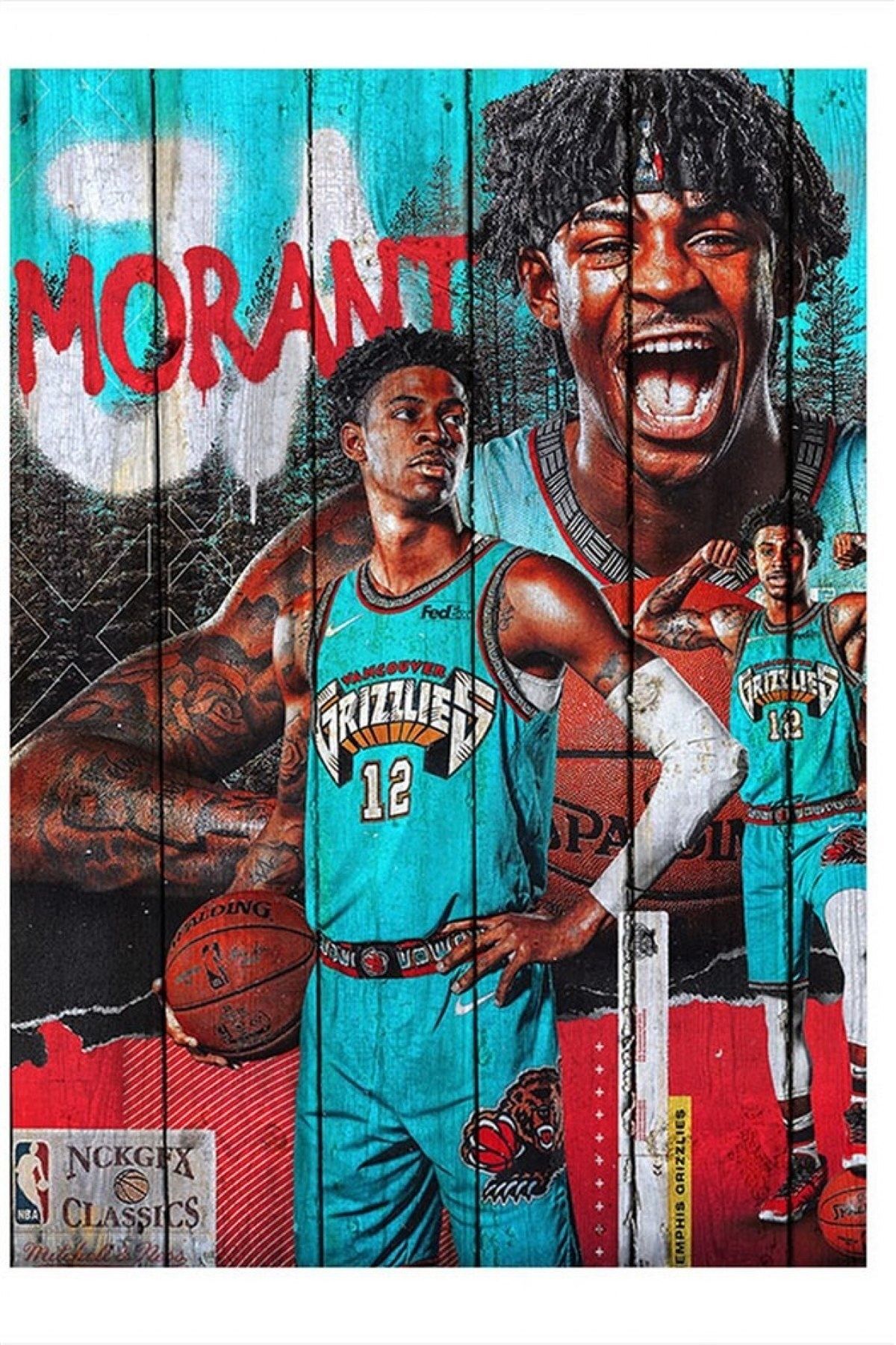 ekart Ja Morant Nba Basketbolcu Mdf Poster 15cmx 22cm