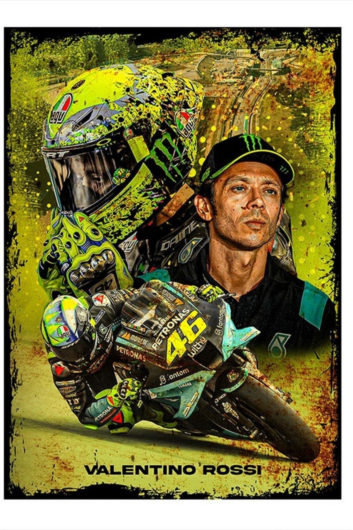 ekart Valentino Rossi Motogp Motosiklet Yarışı Art Mdf Poster 50cmx 70cm