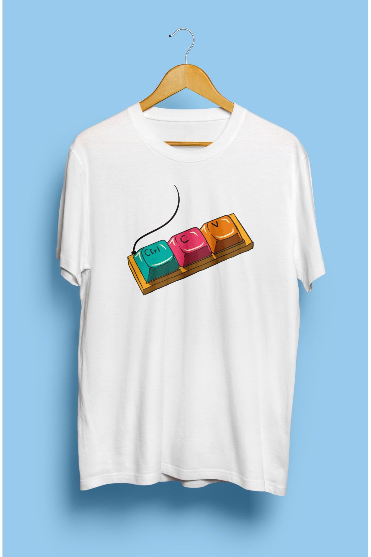 cuento estilo Klavye Ctrl+c+v Kopyala Yapıştır Tasarım Baskılı Unisex Tişört