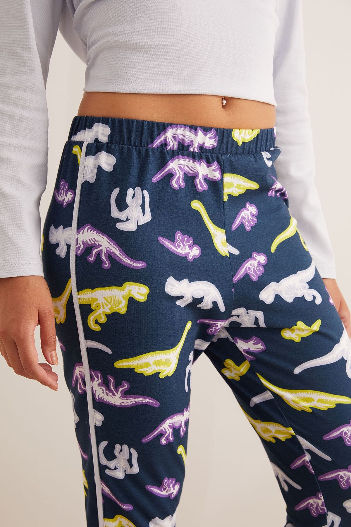 Hays Kadın Pamuklu Dinozor Baskılı Uzun Pijama Altı