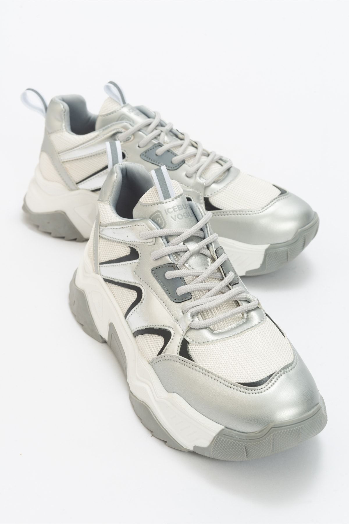 luvishoes Limos Gümüş Beyaz Kadın Spor Ayakkabı