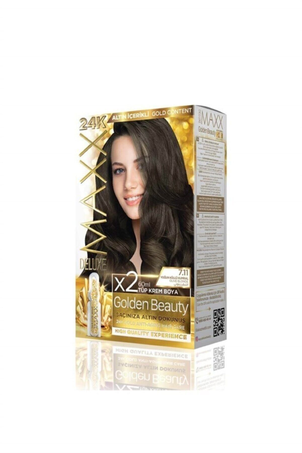 MAXX DELUXE Golden 7.11 Yoğun Küllü Kumral 24k Altın Içerikli Saç Boyası