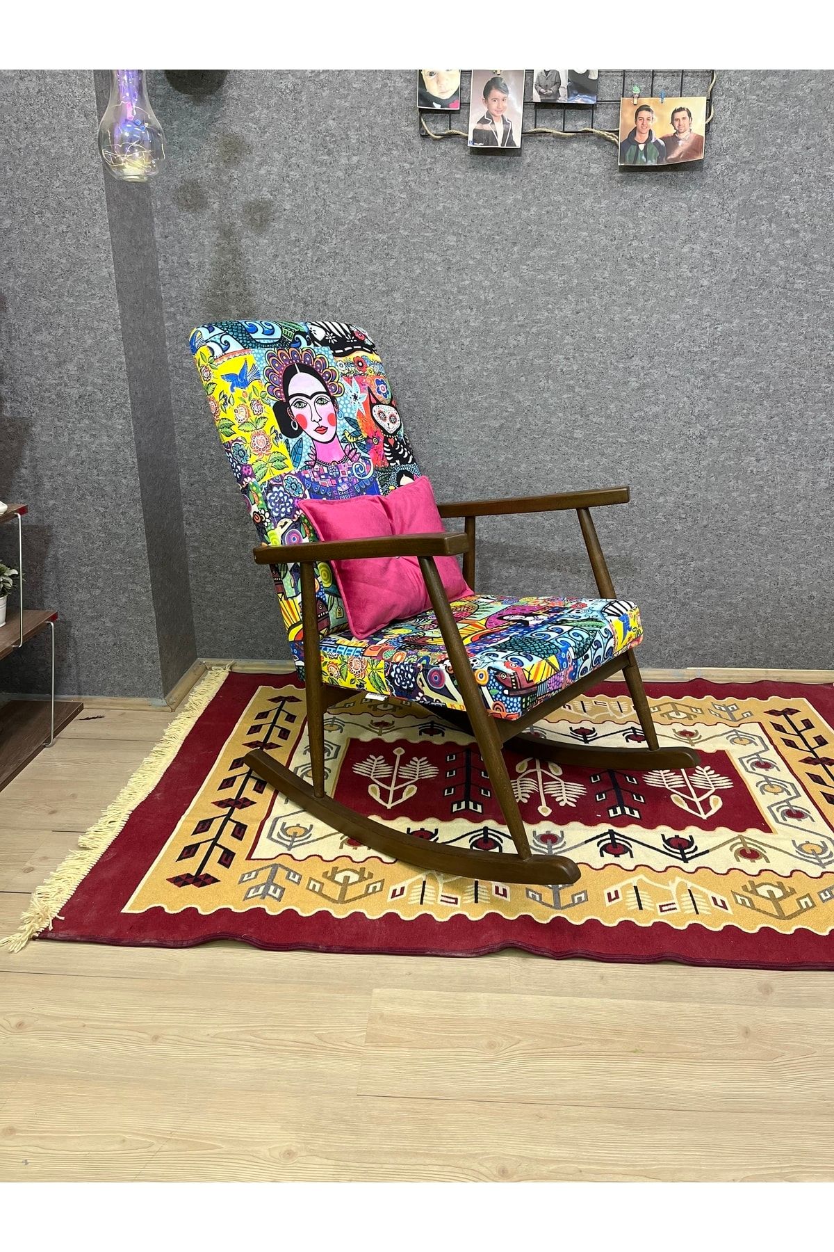 Asedia Trend Ceviz Diego Modern Ahşap Sallanan Sandalye Dinlenme Emzirme Baba Tv Okuma Koltuğu Berjer