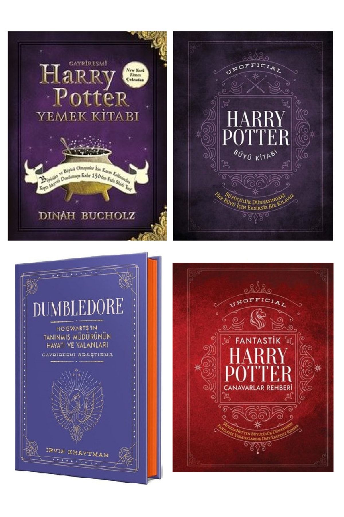 Martı Yayınları Harry Potter Yemek Kitabı + Büyü Kitabı + Dumbledore + Canavarlar Rehberi 4'lü Set (ciltli)