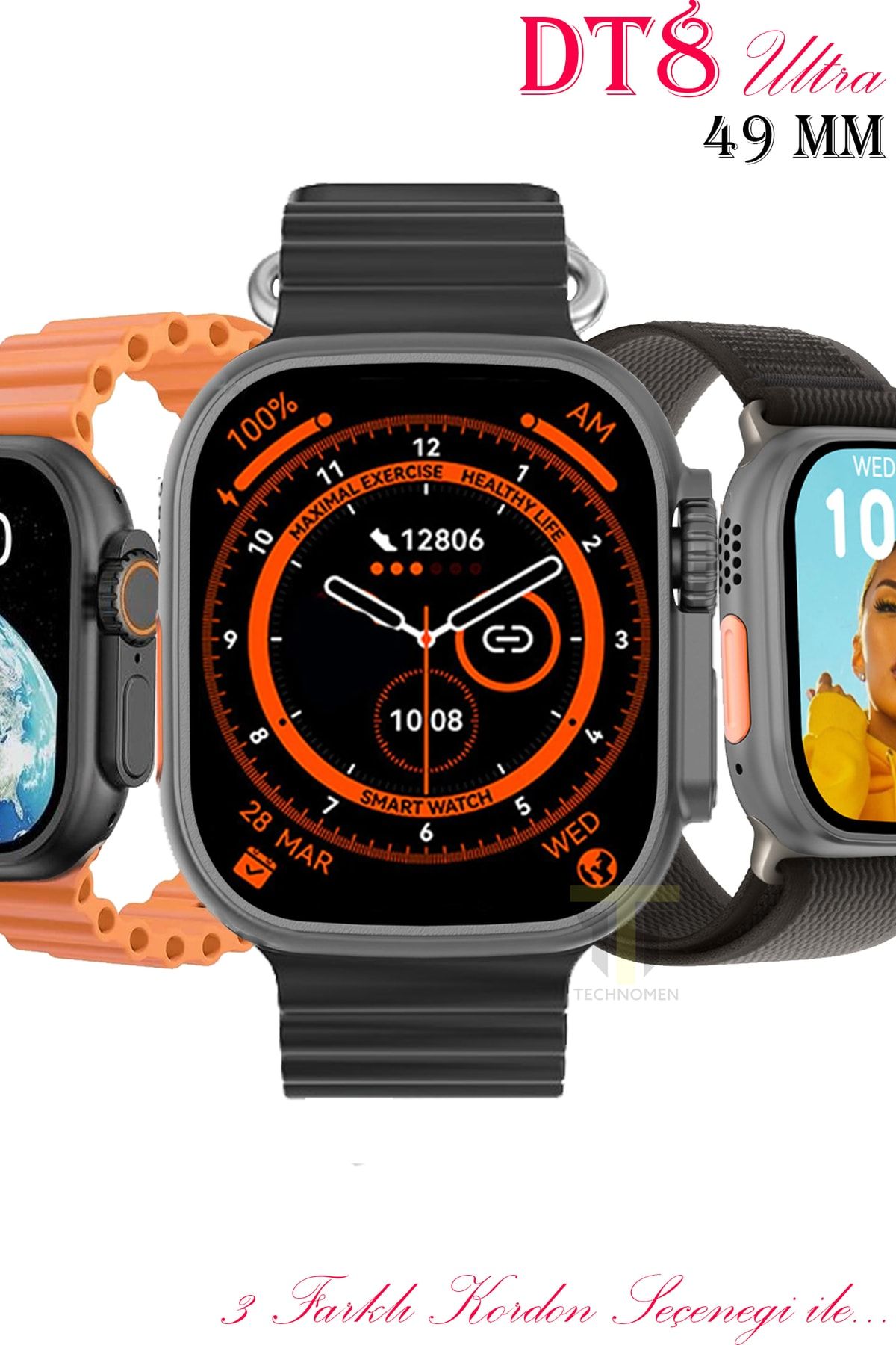 TECHNOMEN Watch 7 Akıllı Saat Kablosuz Şarj 2 Tuş Aktif Ios Android Tüm Telefonlara Uyumlu Arama Özellikli