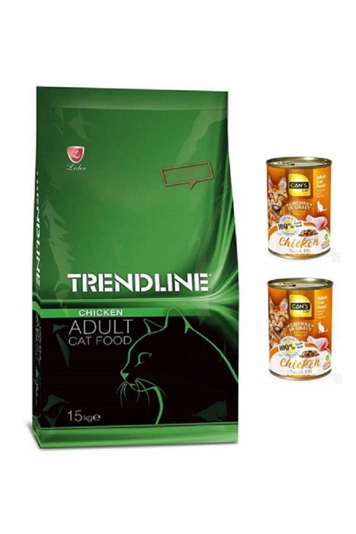 Trendline Adult Cat Food Tavuklu Kedi Maması 15 Kg + 2 Konserve