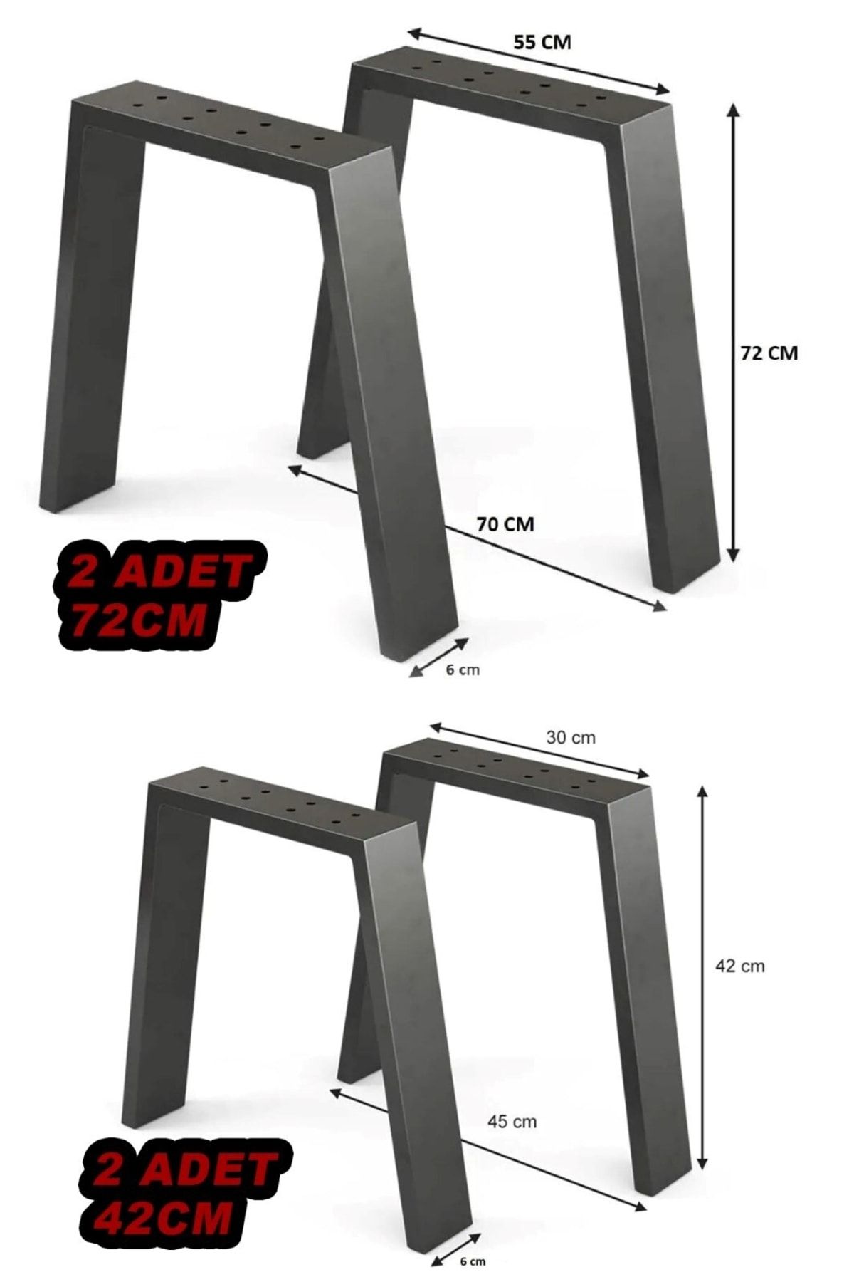 thorqtech Sehpa Ayağı Ve Masa Ayağı | 42 Ve 72cm 2'li Set Mobilya Ayağı | Masif Ahşap Kütük Orta Sehpa Ayaklar