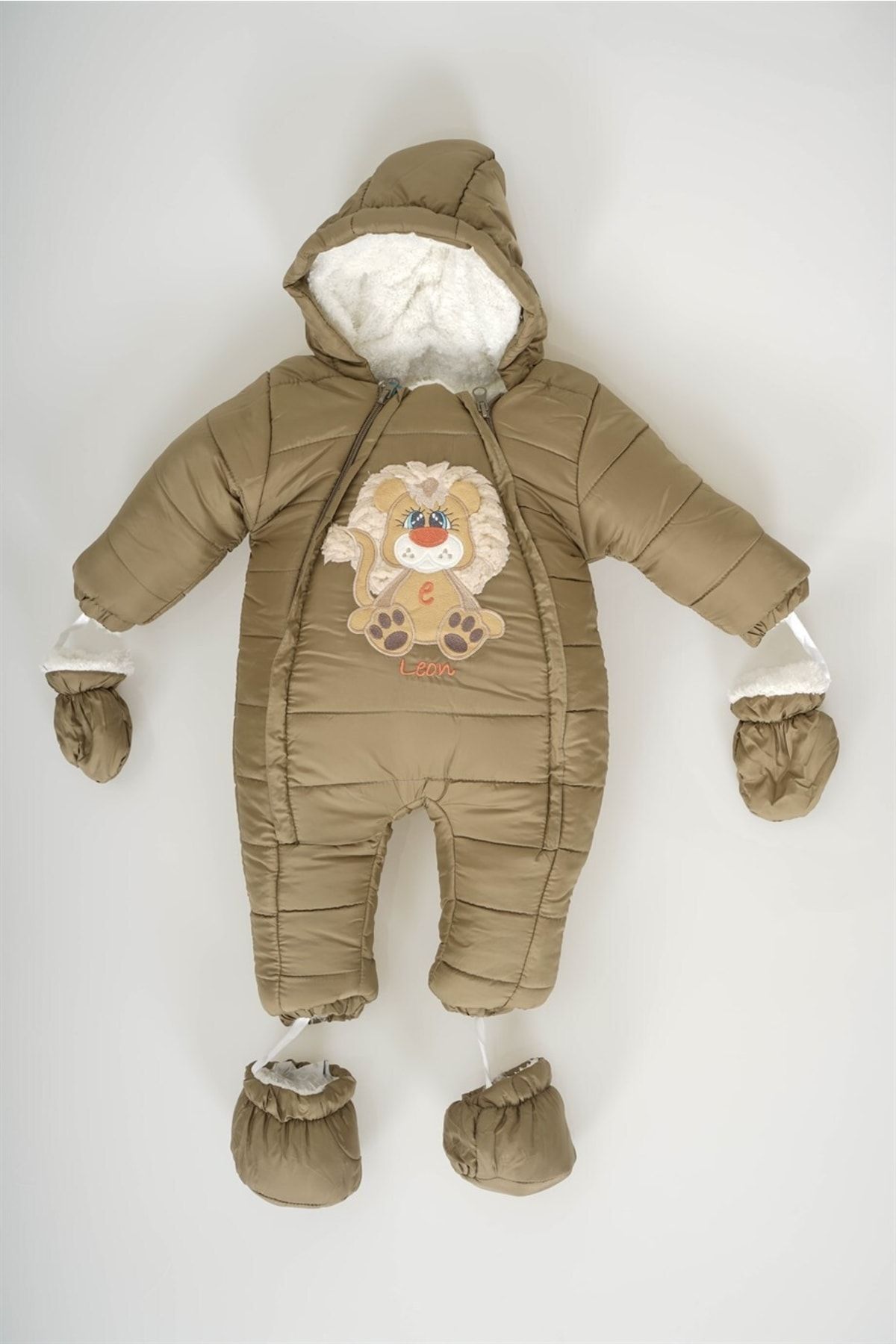 MİNİKO KİDS Erkek Bebek Aslan Modelli Içi Kürklü Eldiven Patikli Astronot Mont Tulum