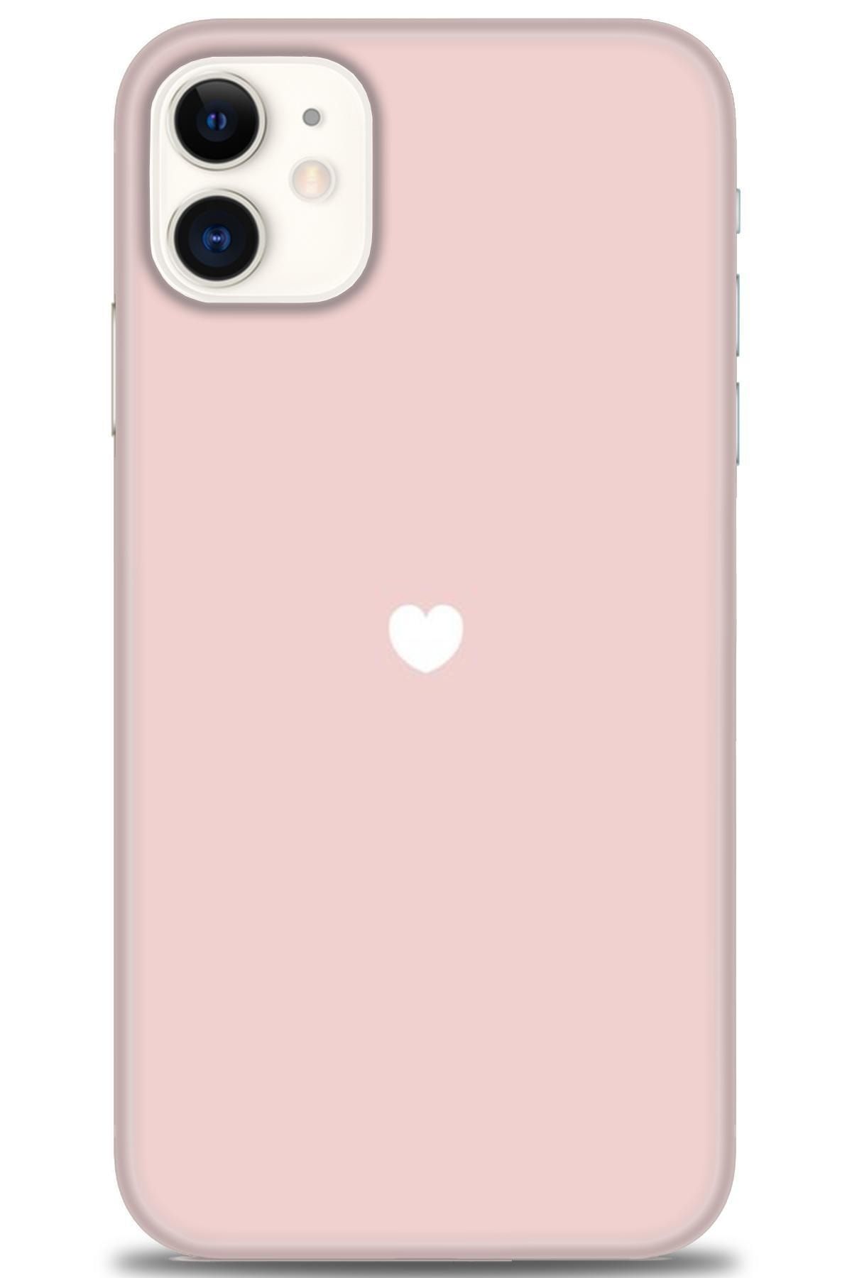 Noprin Apple Iphone 11 Kılıf Hd Baskılı Kılıf - Sade Kalp + 5d Mat Seramik Ekran Koruyucu
