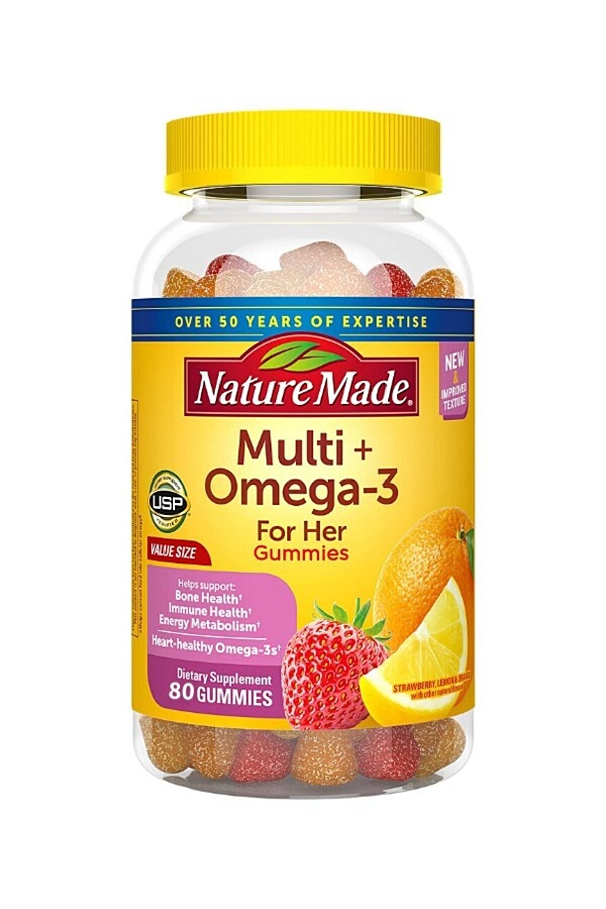 Nature Made Multi Omega 3 Strawberry Lemon & Orange For Women 80