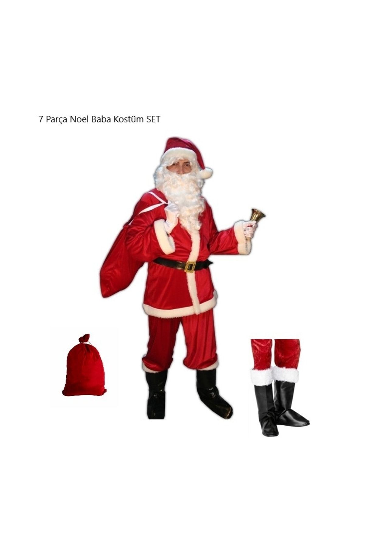 Annee Bakk Lüx Kadife Noel Baba Kostüm Seti 7 Parça