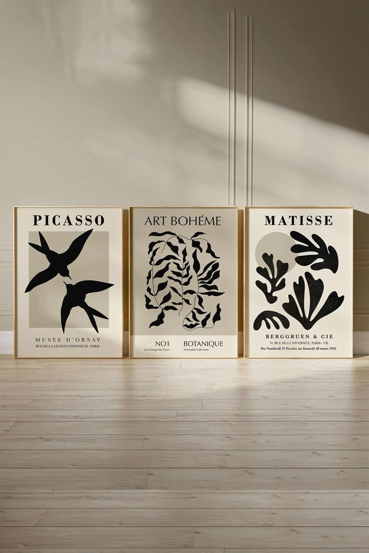 bukashops Picasso Art Boheme Matisse 3'lü Tablo, Poster Seti - Çerçevesiz