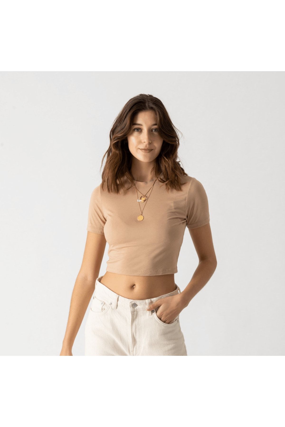 Nike Essentials Kadın Crop Kahverengi Tişört Dd1328-200