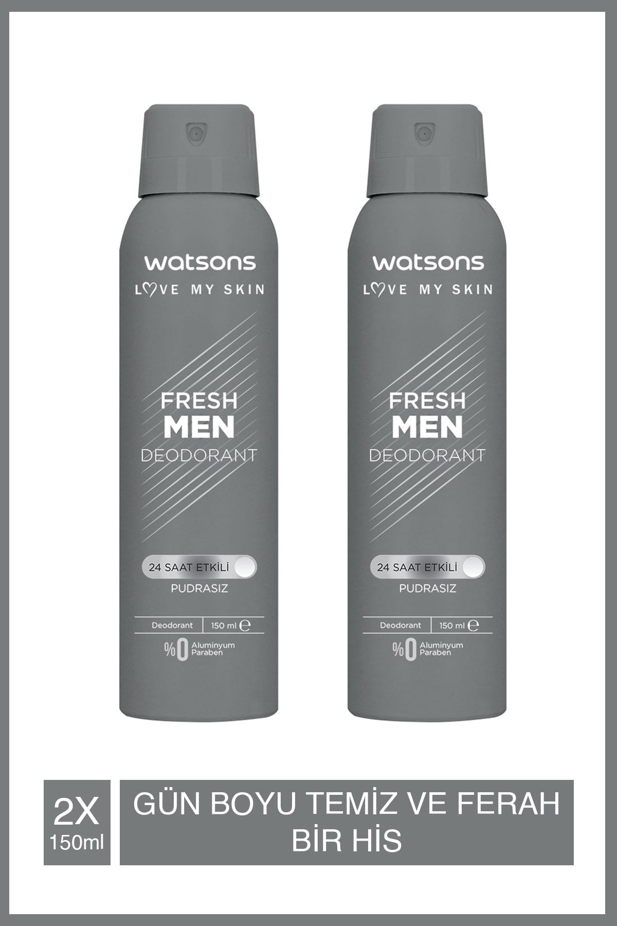 Watsons Fresh Men Pudrasız Deodorant Sprey 150 ml 2 Adet