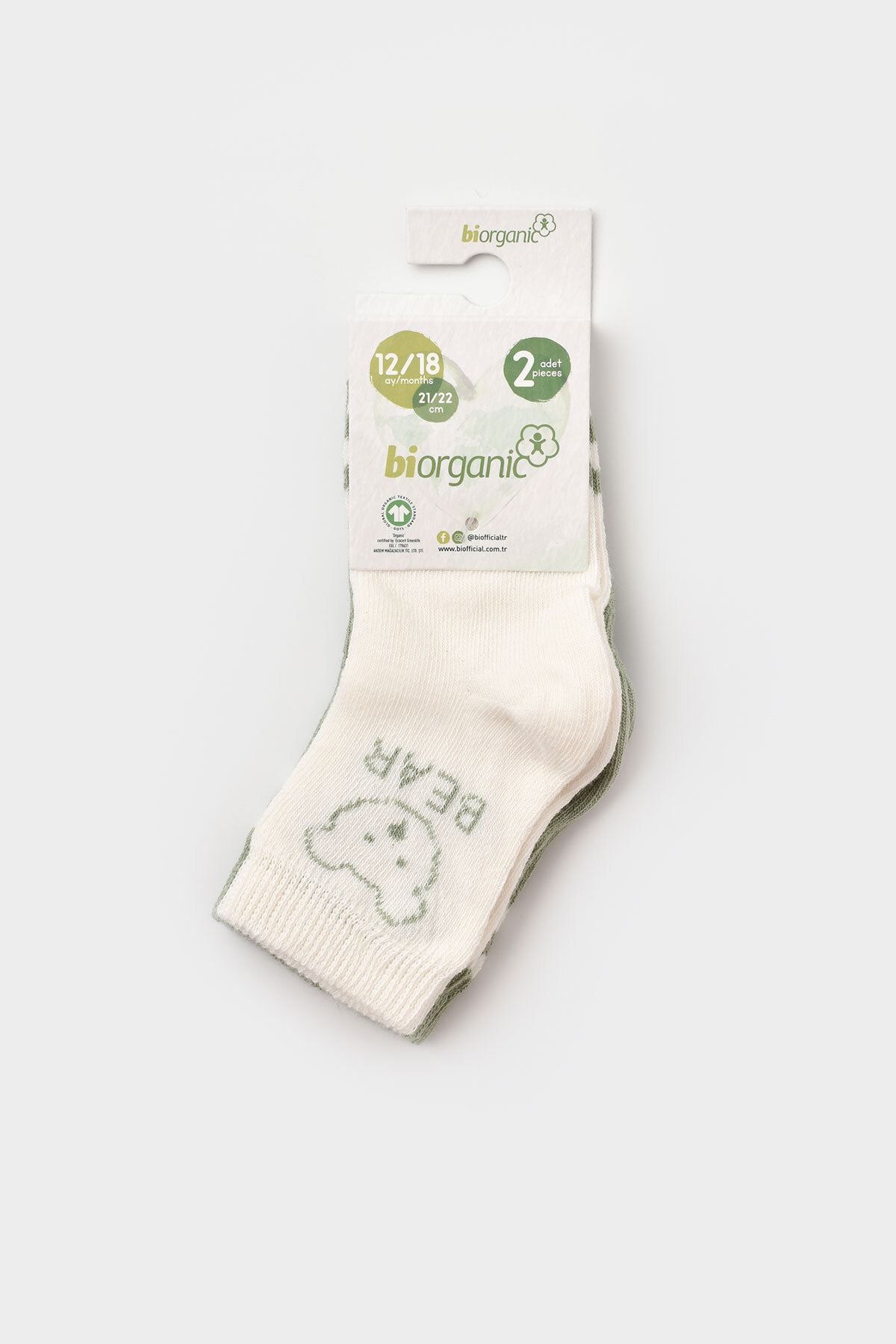 Biorganic Bebek Organik Soket Çorap 3'lü Paket Yeşil