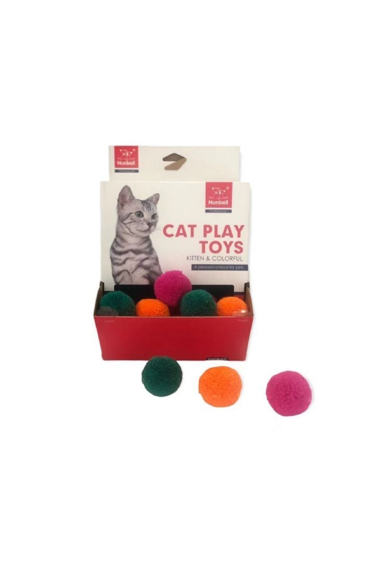 Nunbell Kedi Oyuncağı Tüylü Yumuşak Renkli Top