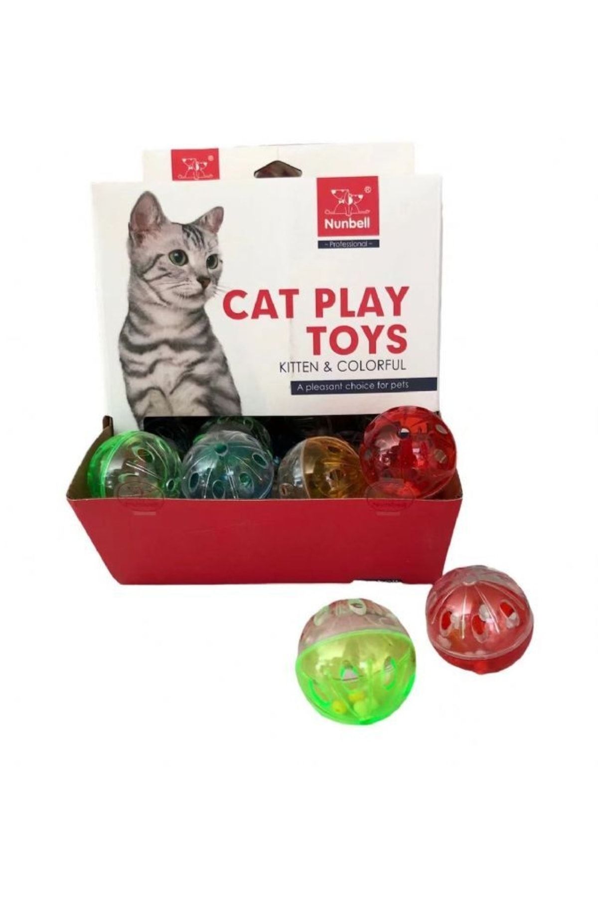 Nunbell Kedi Oyuncağı Sert Plastik Renkli Top