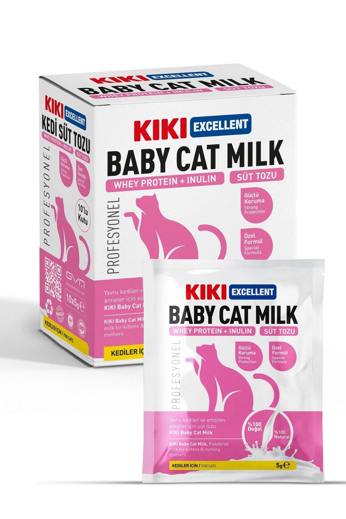 Kiki Excellent Kıkı Excellent Kedi Süt Tozu Saşe - Yavru Kedi Süt Tozu - (WHEY PROTEİN İNULİN) 10x5gr. (KUTU)