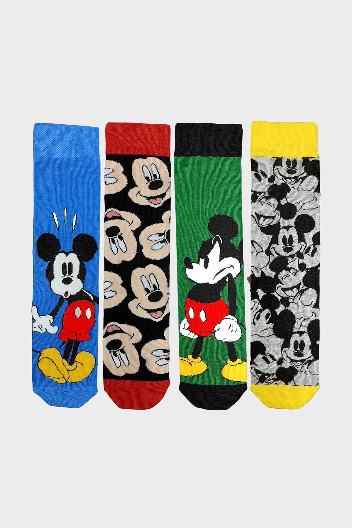 Mickey Mouse Erkek 4'lü Çizgi Film Desenli Renkli Soket Çorap