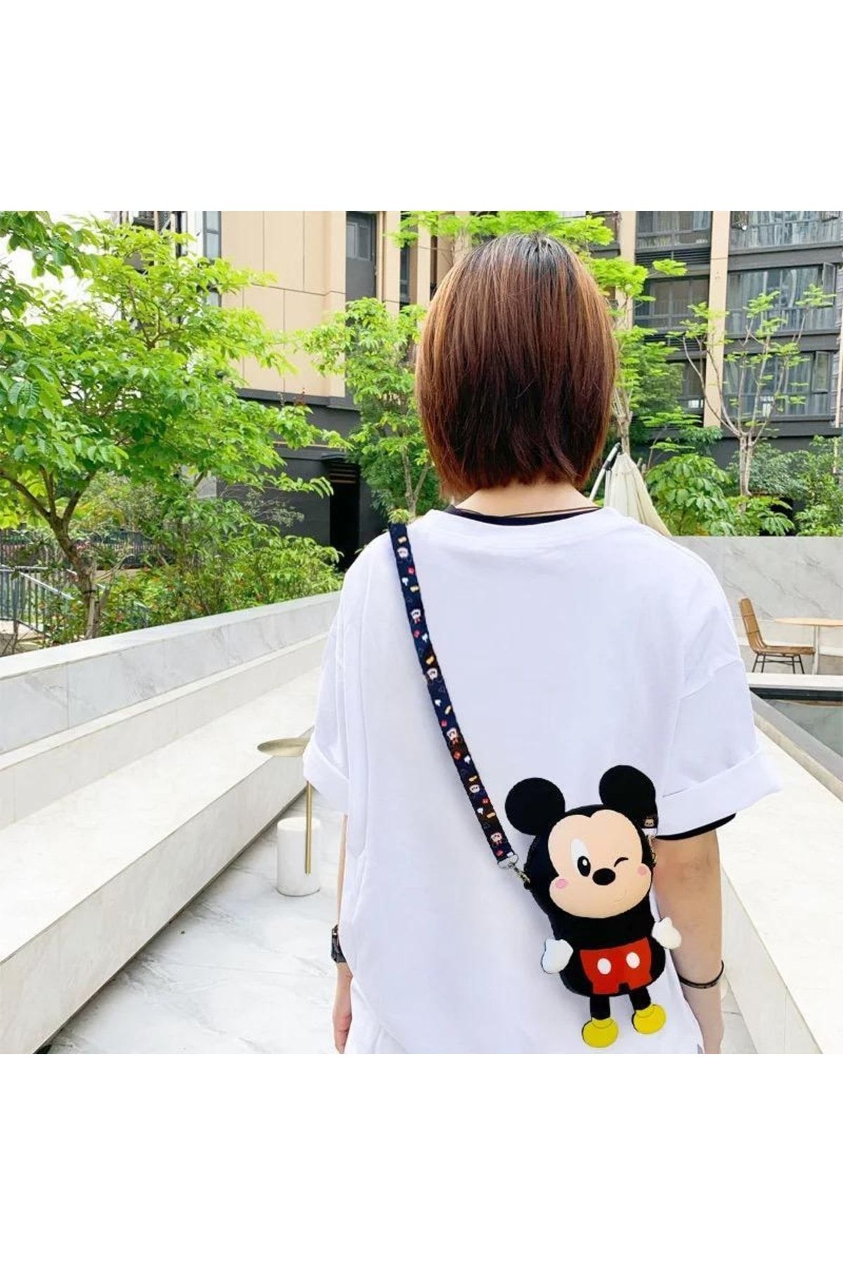 QUEEN AKSESUAR Sevimli Disney Minnie Mouse Fare Küçük Silikon Yetişkin Kadın Erkek Kız Çocuk Çantası Askılı Cüzdan