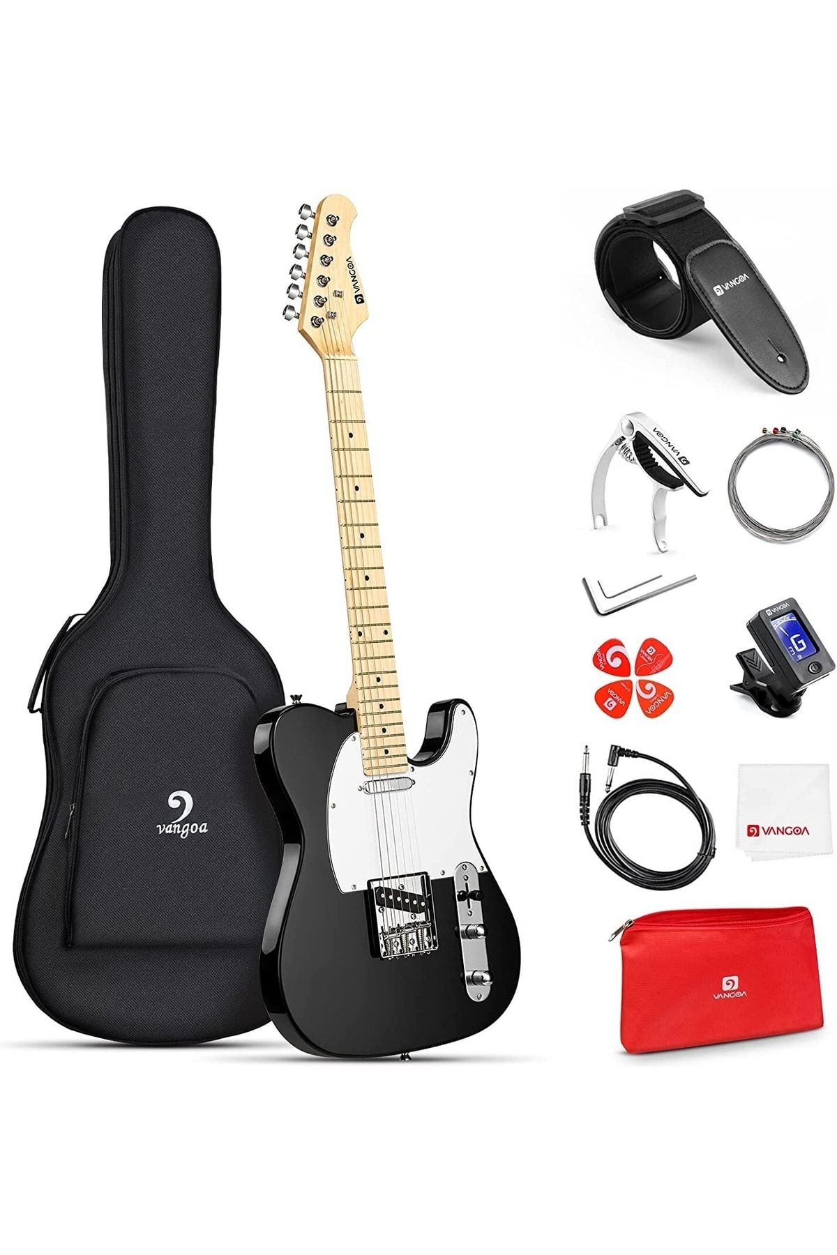 VANGOA Vtl-1bk Telecaster Siyah Renk Elektro Gitar Seti