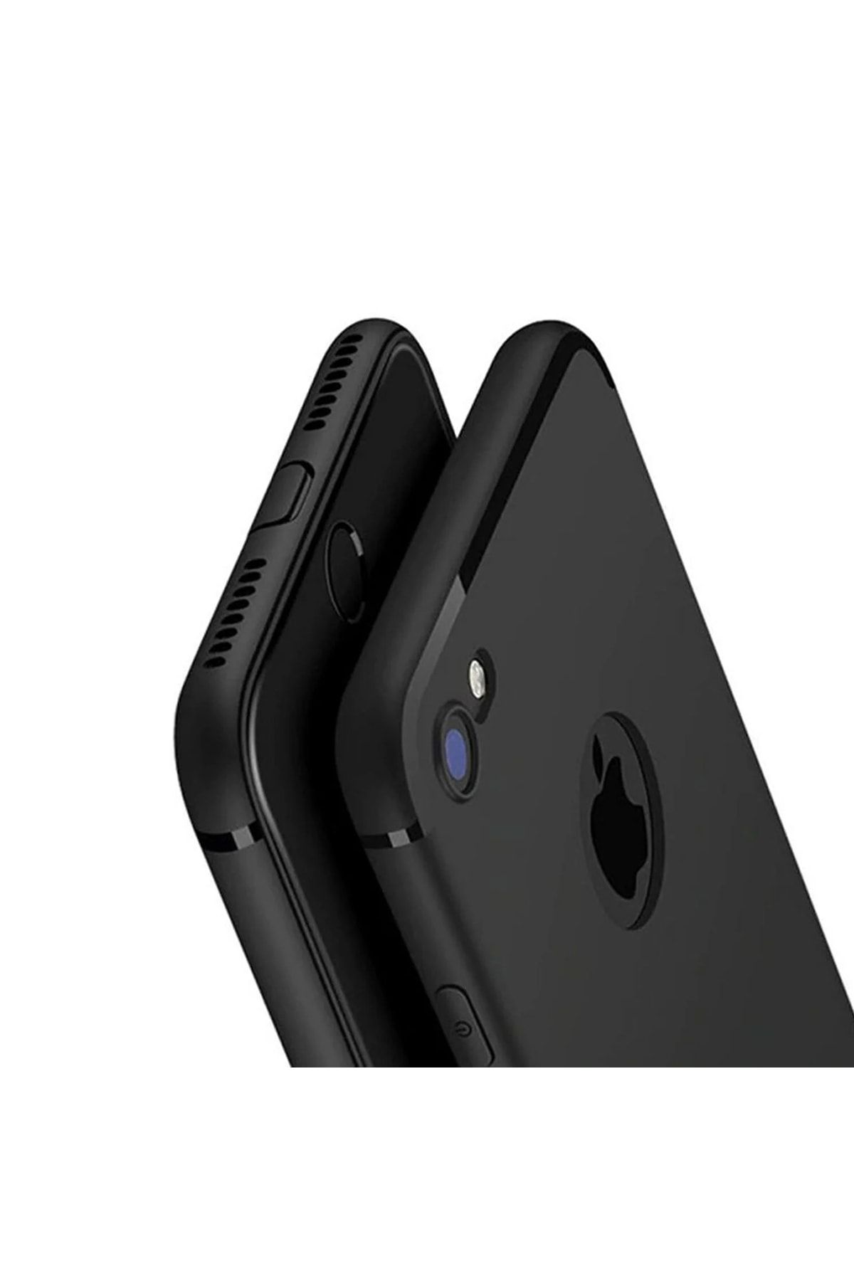 VİZYON Iphone 7 Uyumlu Kılıfı Logo Yeri Açık Esnek Silikon Kılıf Kapak Siyah