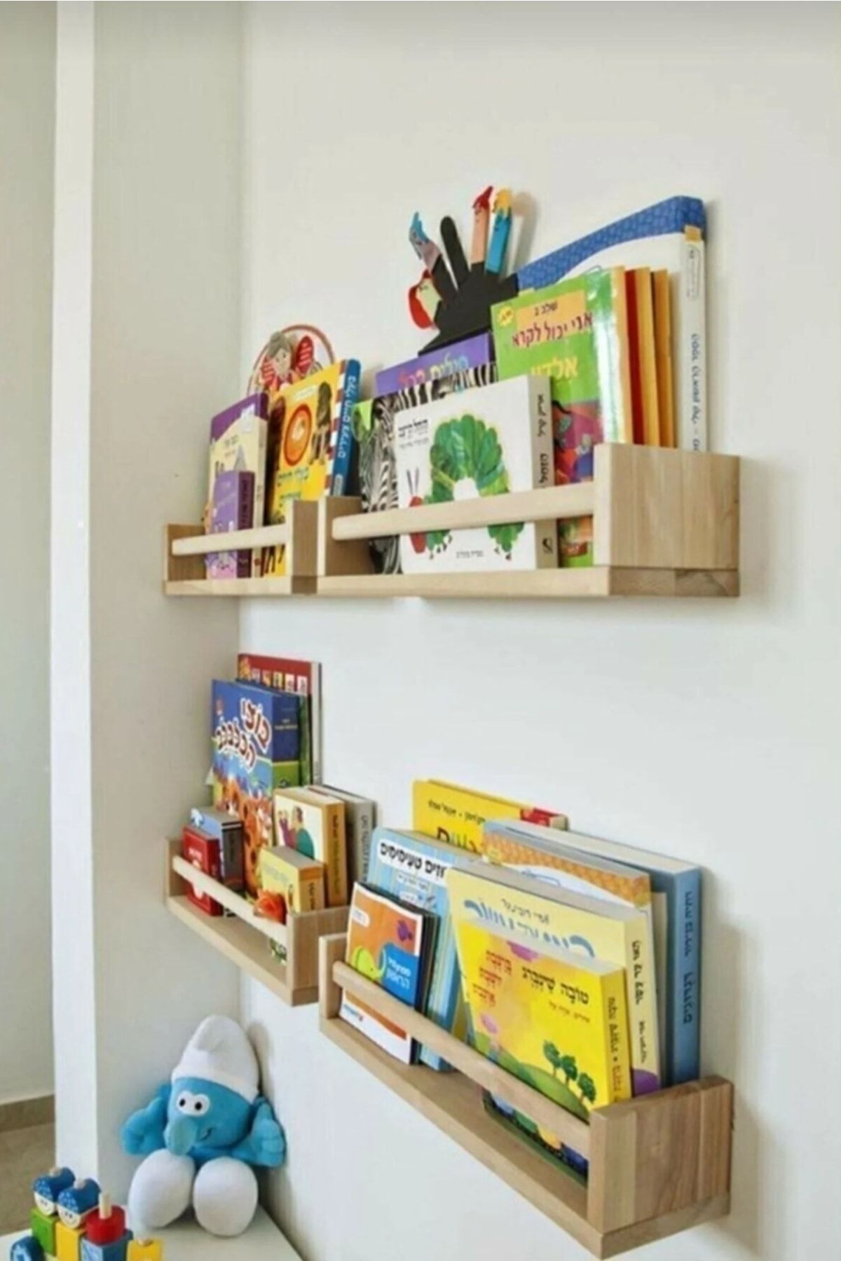 Çakır Home Montessori Çocuk Odası Duvar Rafı Ahşap Raf Kitaplık Baharatlık 4 Adet
