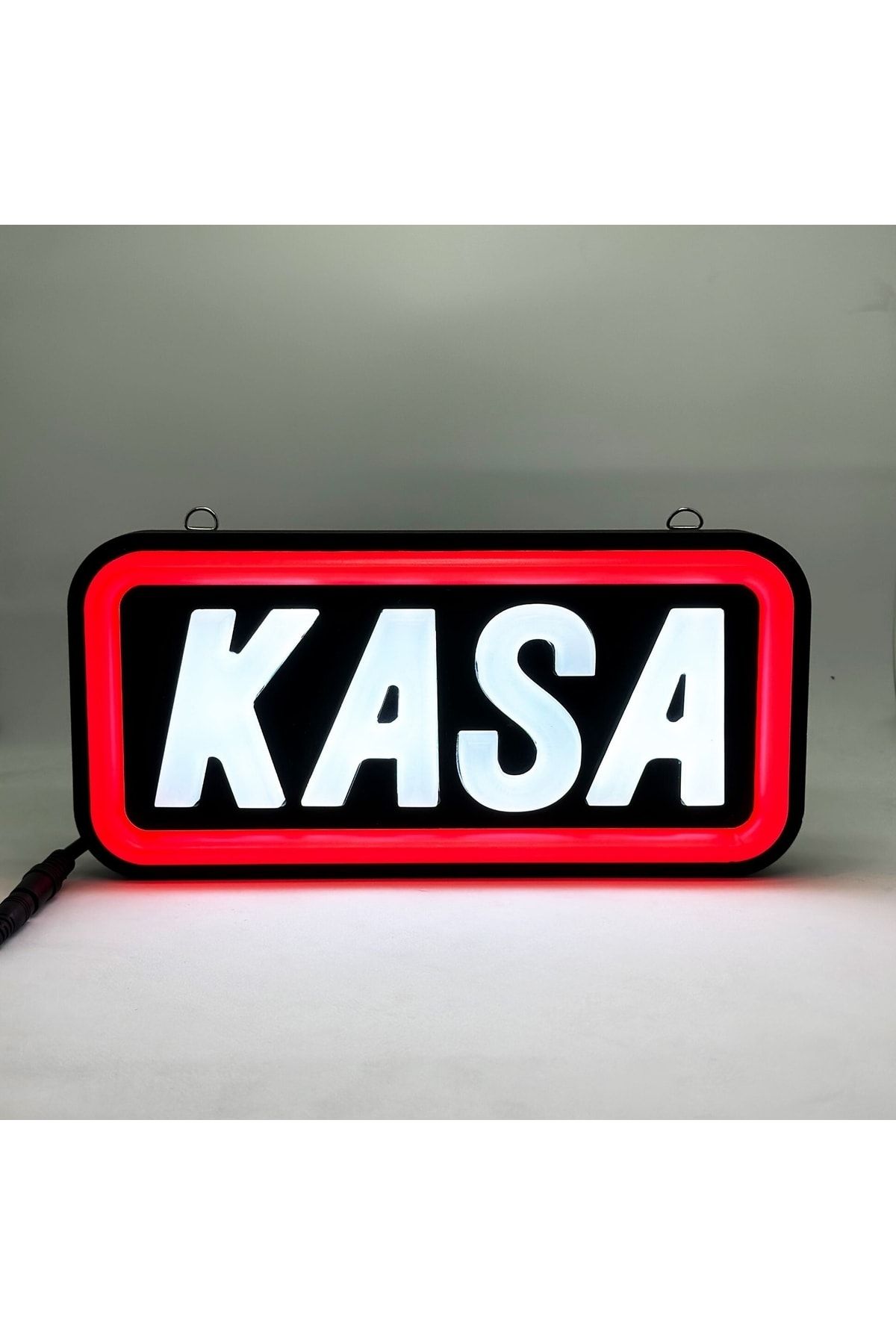 LEON IŞIK 'kasa' Işıklı Özel Tabela-led Ile Neon Görünümlü Tabela-kırmızı Çizgi (25x12cm)