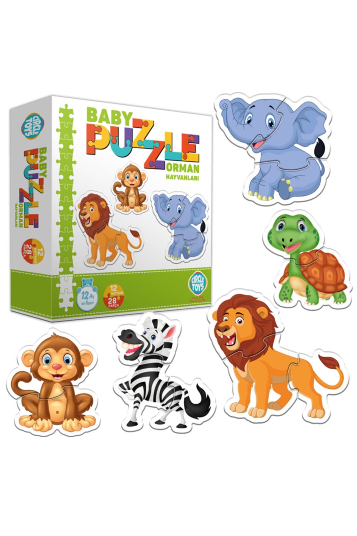 Circle Toys Özlem Toys Baby Puzzle Orman Hayvanları Algılama El Göz Koordinasyon Becerisi +1 Yaş 28 Parça