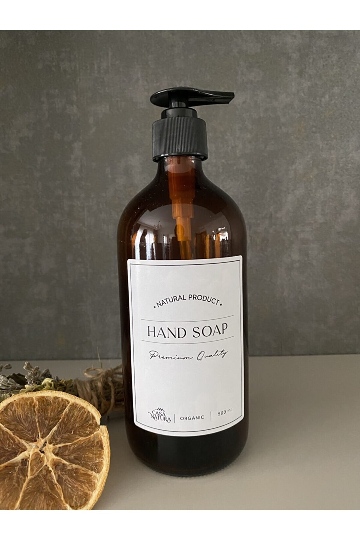 CASANATURA Amber Cam Şişe 500ml Beyaz Etiket Hand Soap