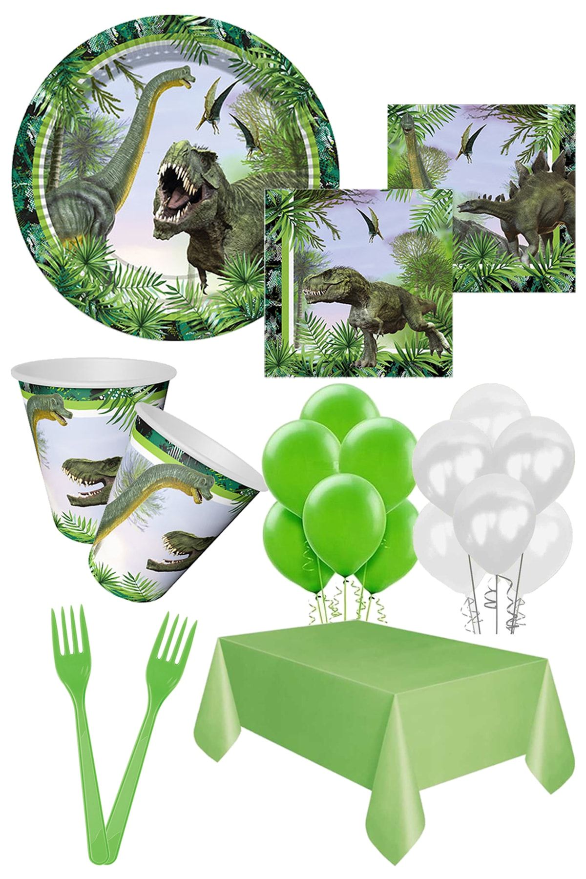 Parti Dolabı 16 Kişilik Jurassic Doğum Günü Parti Seti, Dinozor Parti Temalı Kutlama Seti