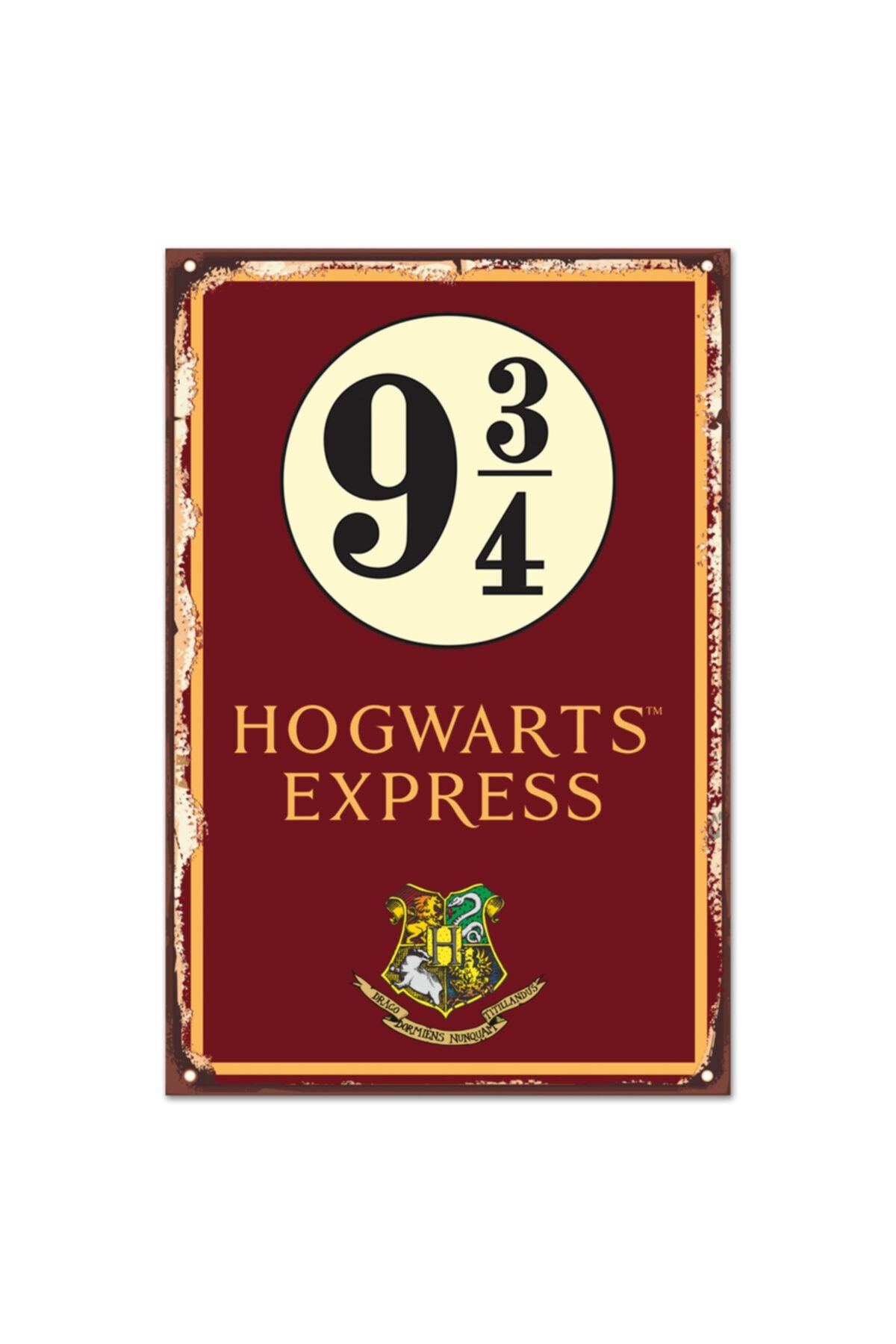 Sticker Sepetim Harry Potter - Hogwart Express Dokuz Çeyrek Retro Vintage Ahşap Poster Tablo
