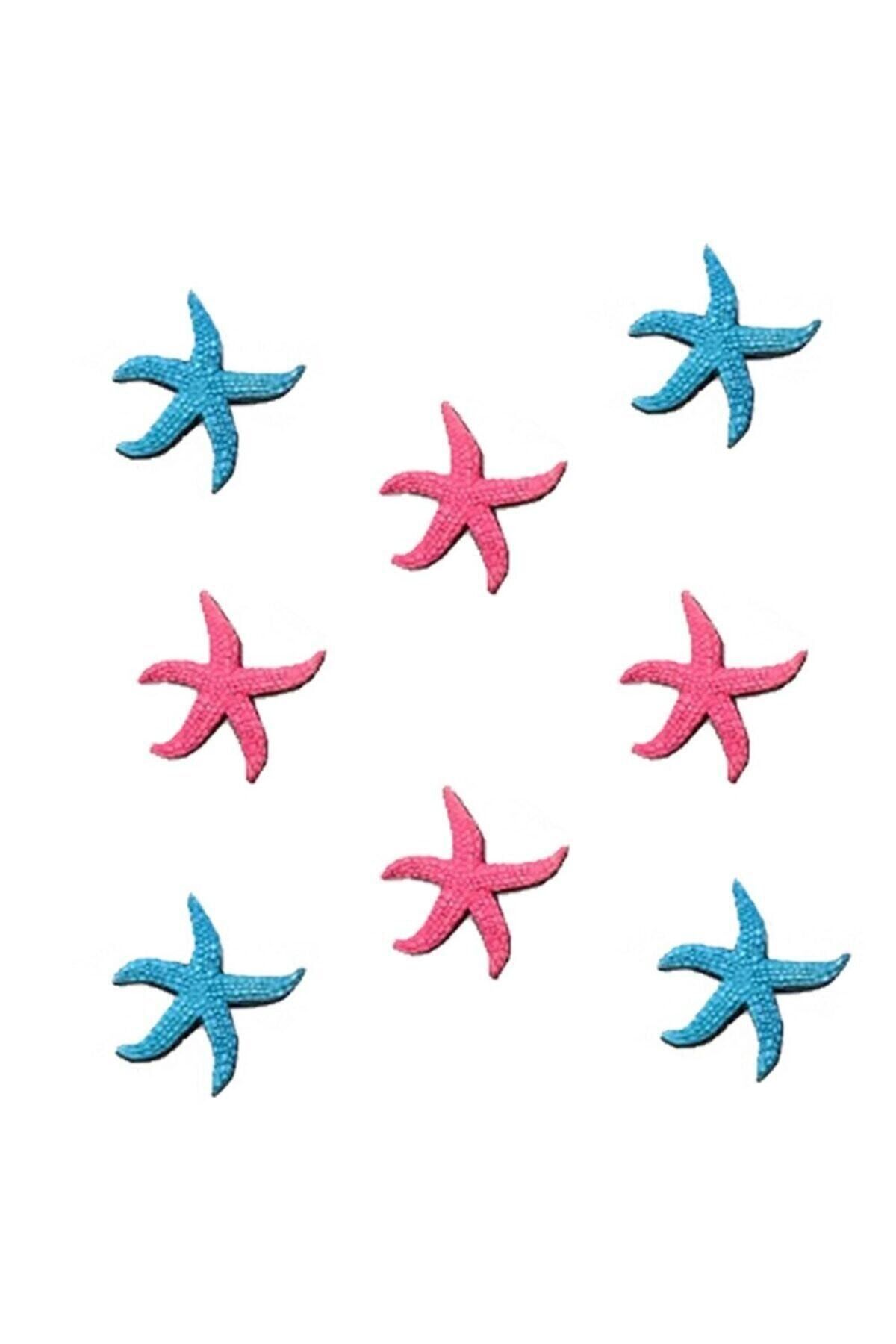 Genel Markalar Mini Deniz Yıldızı 8 Adet, Dekoratif Mini Duvar Süsü Pembe-mavi