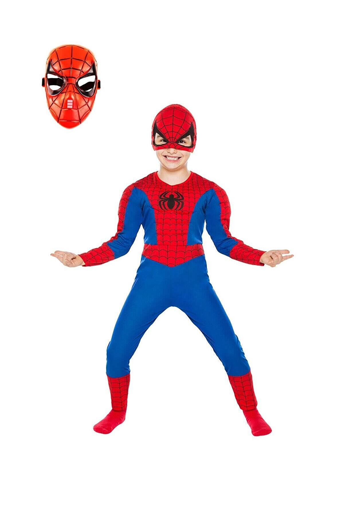 Gökmen Tekstil Spiderman Kostümü Örümcek Adam Kostüm 2 Maskeli