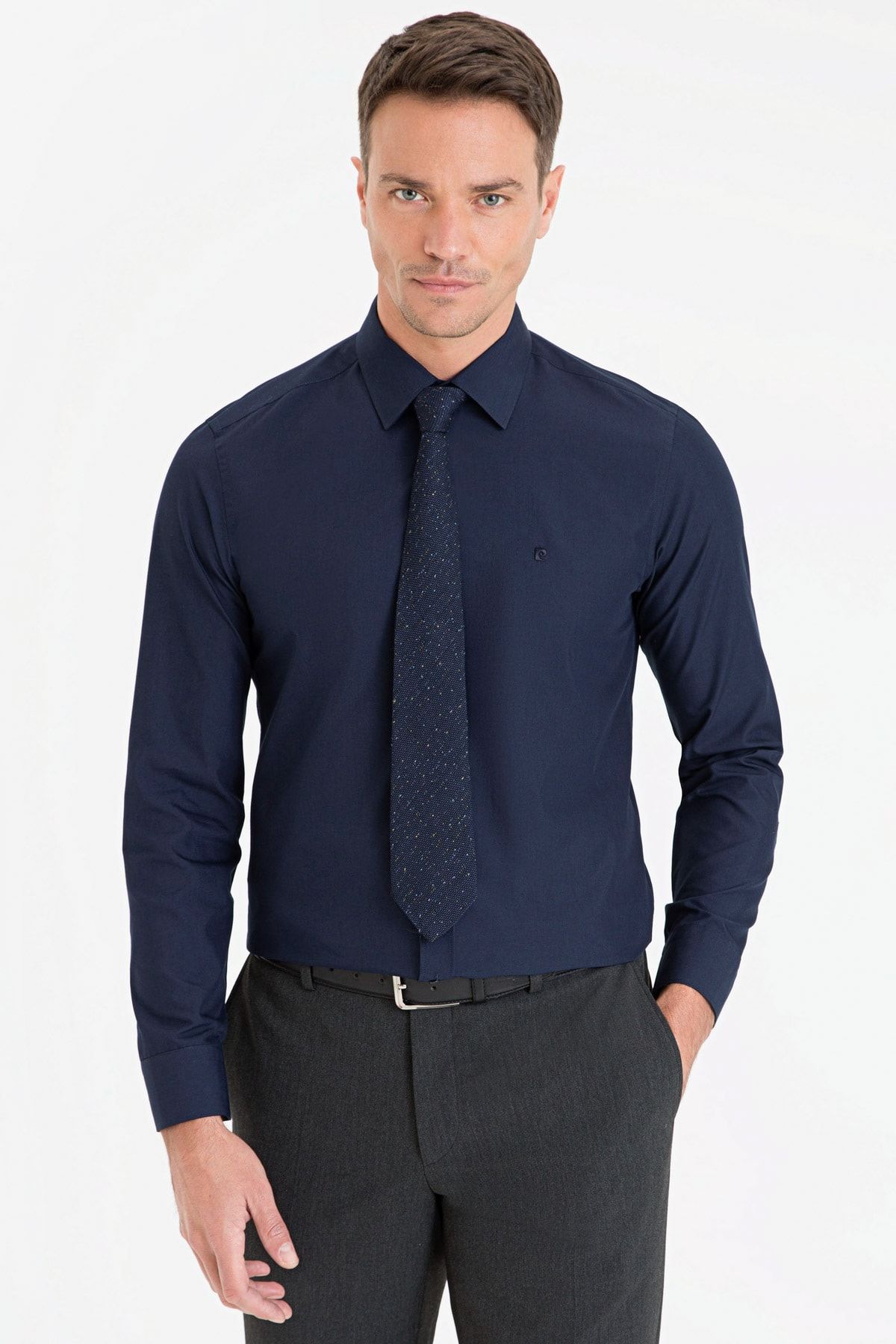 Pierre Cardin Lacivert Slim Fit Basic Gömlek