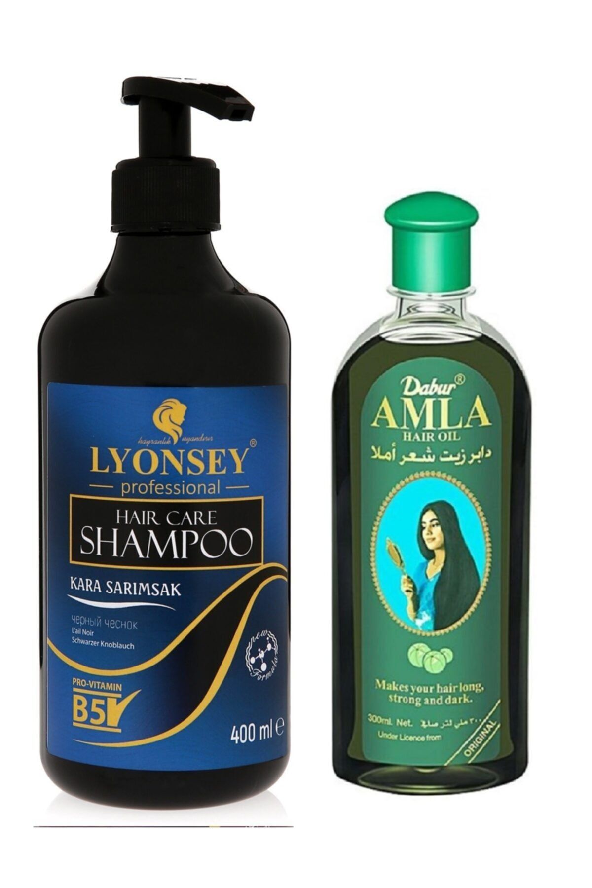 Lyonsey Kara Sarımsak Şampuanı 400 ml  Dabur Amla Saç Bakım Yağı 200 ml  Oval Saç Fırçası Hediye !