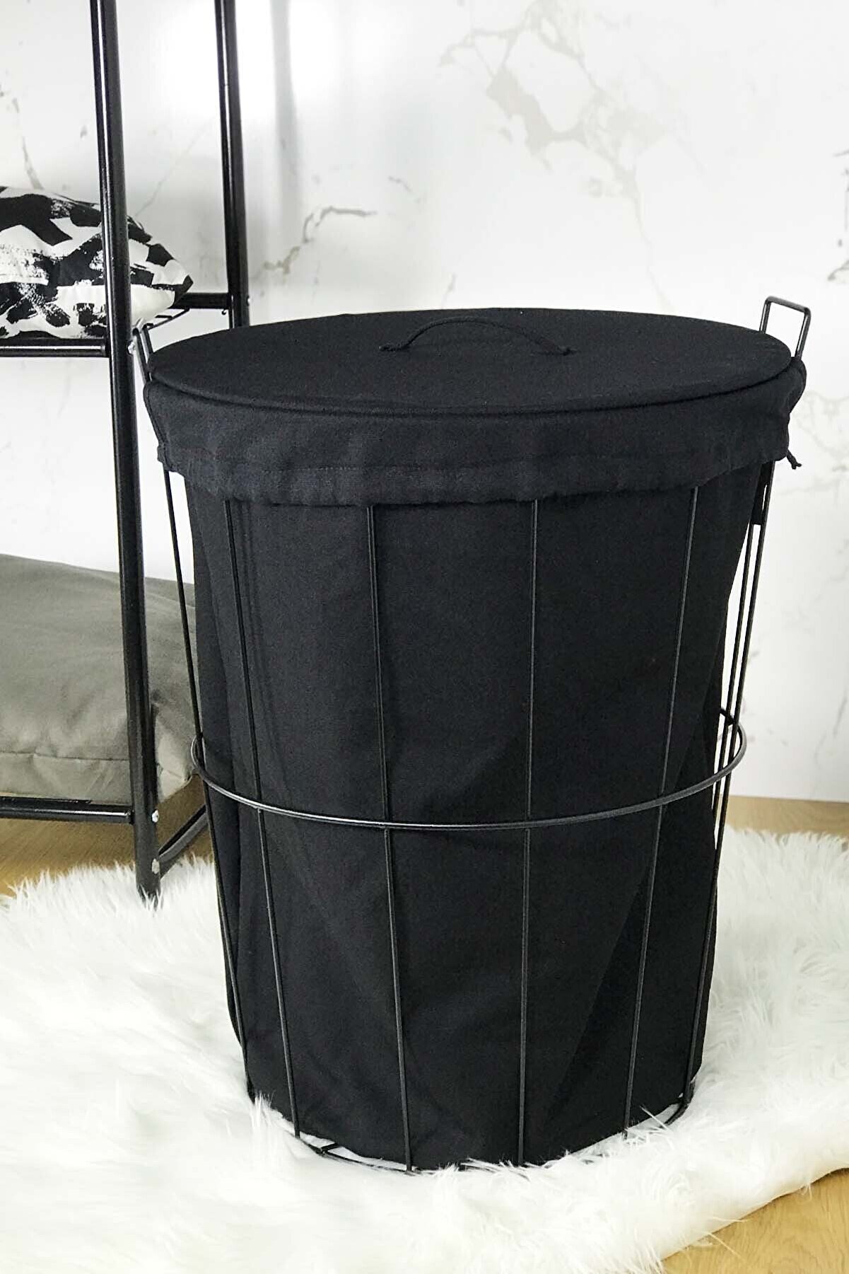 SepetçiBaba Laundry Siyah Metal Çamaşır Sepeti