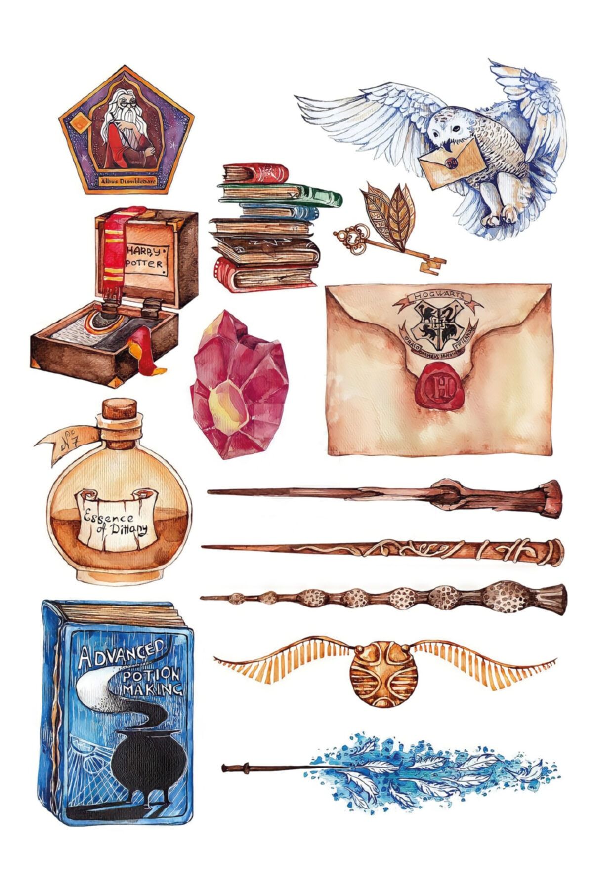 akcepazar Harry Potter Asa Hogwarts Albus Dumbledore Temalı Sticker Seti 14'lü